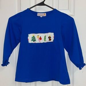 EUC Girls Smocking Dog Boutique Smocked Grinch Top